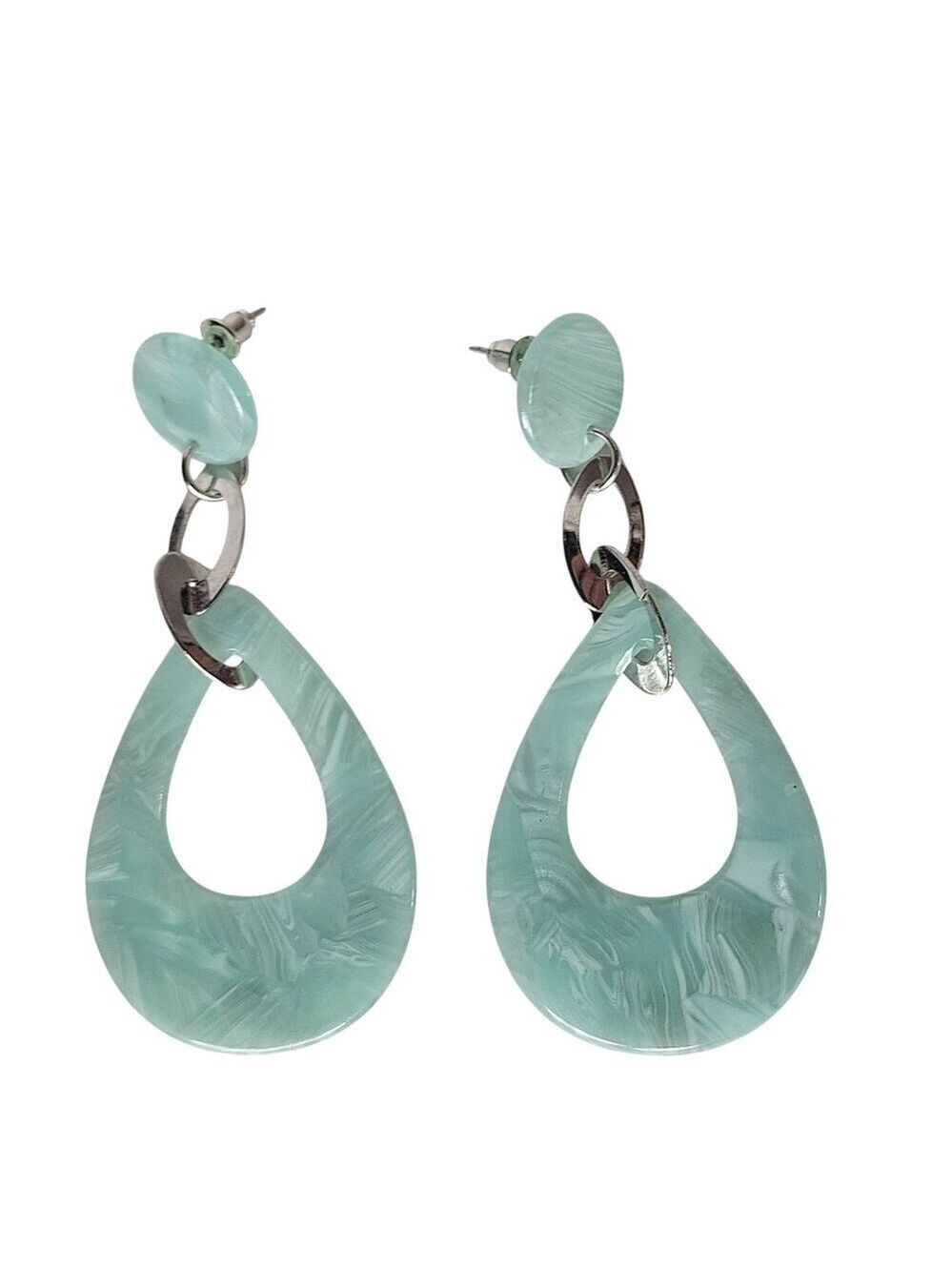 Resin Teardrop Earrings Seafoam Green Boho